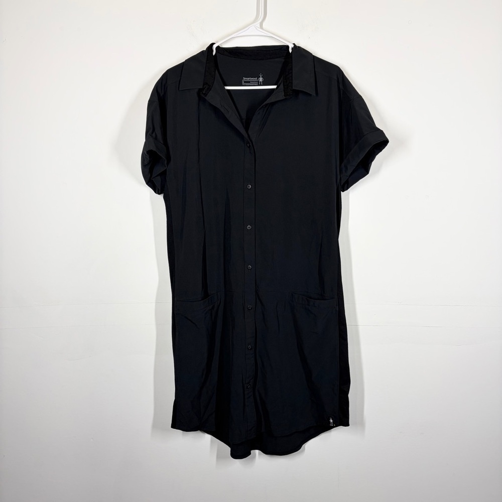Smartwool Black Short-Sleeve Button-Down Shirt Dress